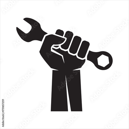 Hand with wrench vector icon