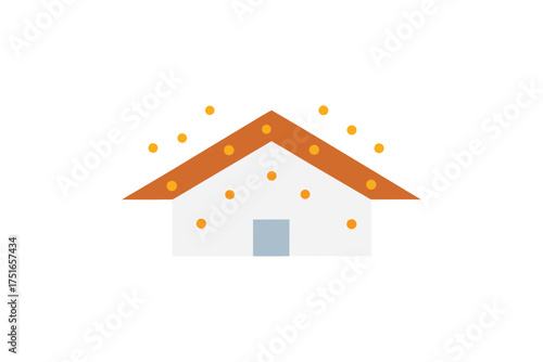 Modern minimalist house roof design with a glowing cluster of dots abstract architectural illustration