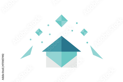 Modern minimalist house roof design featuring illuminated micro prisms for architectural visualization and futuristic aesthetics