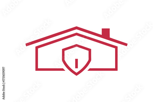 Minimalist house with a protective shield outline ideal for real estate or security branding