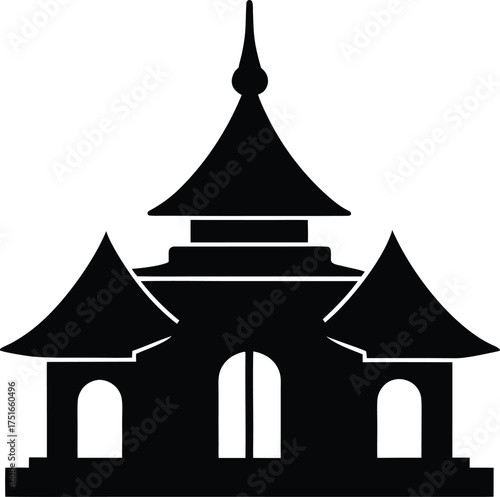 Ornate building icon with multiple tiered roofs and archways, reflecting elaborate traditional architectural styles