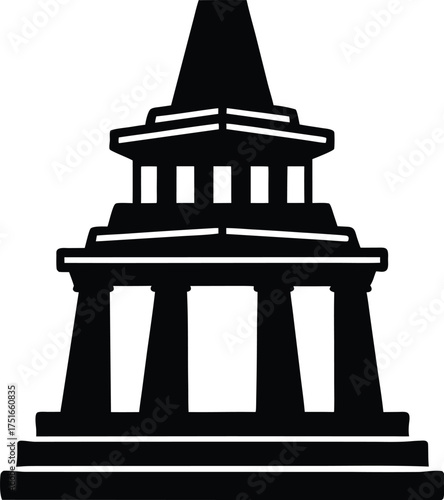 Historic Monument Building Icon Silhouette Asian Ancient Pagoda Temple Architecture Structure Heritage Site Tourism Landmark Vector