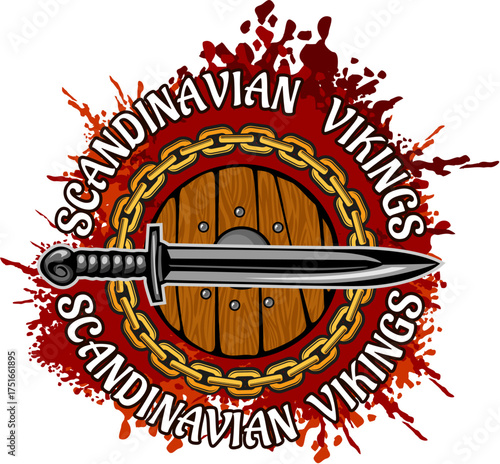 Viking Warrior Skull Mascot Logo with Crossed Axes and Shield in Grunge Style Vector Illustration Viking Theme Vector (4).eps