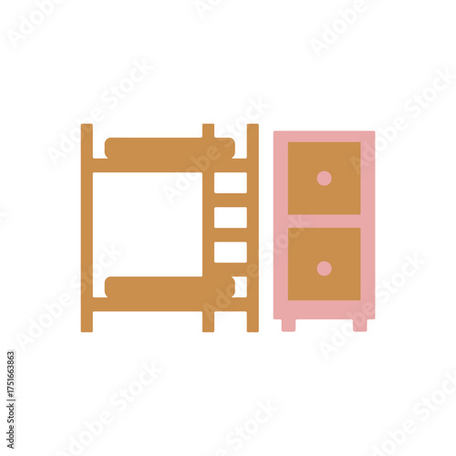 Bunk Bed Nightstand Flat Modern Furniture Icon