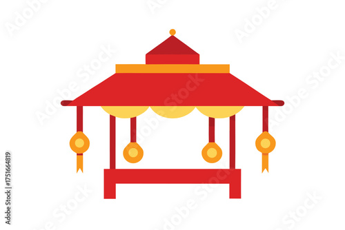 Traditional indian palki carriage with decorative hanging lanterns and festive ambiance