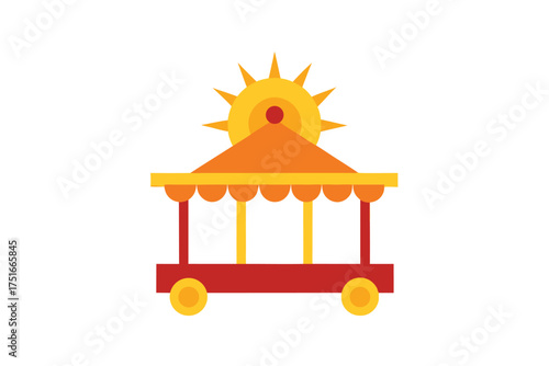 Abstract sun ray emanating from a decorative palanquin on a clean white background suitable for cultural or celebratory themes