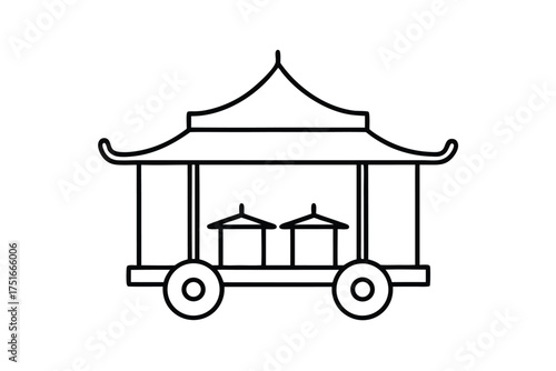 Foto Elegant ink outline of a traditional indian palki or palanquin on a clean white