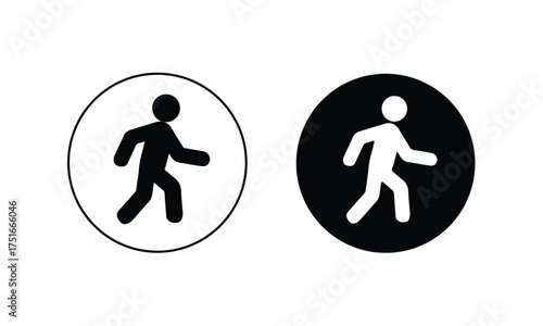 Inverse Pedestrian Walking Safety Icons Set