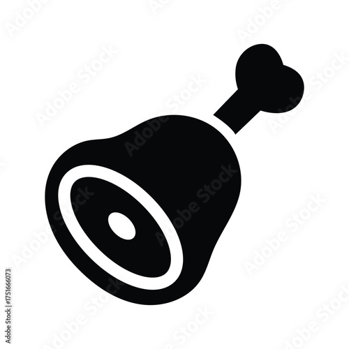 Solid black leg of lamb cut displays prominent bone detailing over white