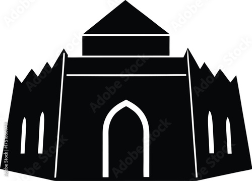 Castle Icon Vector Silhouette Medieval Fortress Ancient Citadel Historic Landmark Stone Structure Outline