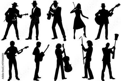 set of Musician & Artist Silhouette vector Pack 