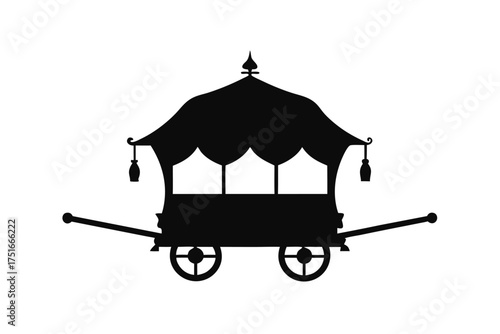 Traditional indian palki carriage with extended carrying poles a cultural symbol for processions and ceremonies