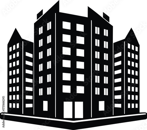 Modern Urban Cityscape Buildings Silhouette Isolated PNG Vector Illustration on Transparent Background Skyscraper Architecture Design