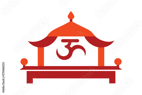Sacred om symbol elegantly placed on a palki representing spiritual journey and divine presence set against a clean white background for versatile design applications