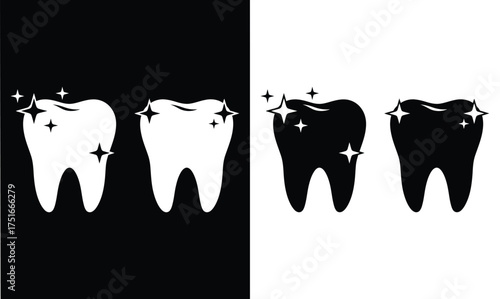 Clean and sparkling teeth on contrasting backgrounds representing dental health and hygiene
