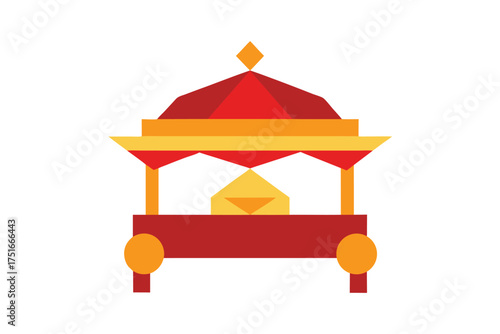 Elegant gemstone adorned palki illustration on a clean white background suitable for cultural events and celebrations