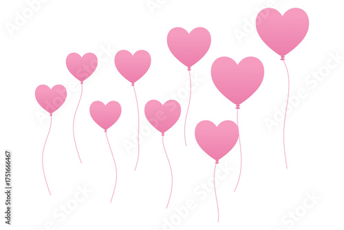 Pink hearts balloon vector on transparent background 