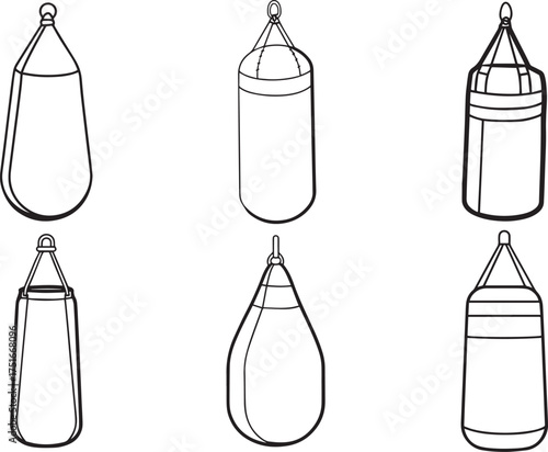 set of boxing ring outline vector illustration line art