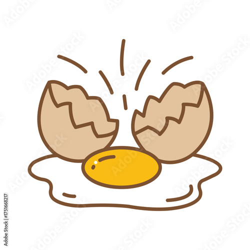 Cracked egg with a vibrant yolk rests visibly against a pristine transparent backdrop