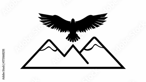 Soaring eagle above majestic mountain peaks, a symbol of freedom and adventure, perfect for outdoor brands, nature enthusiasts, or travel companies