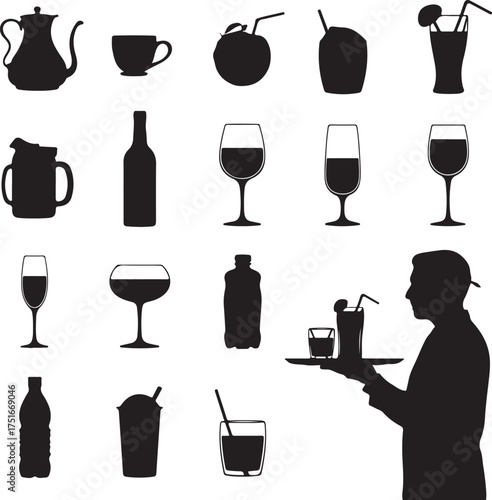 Assortment of drink related vector icons for various purposes and designs