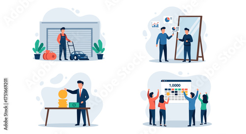Illustrations Showing Various Business Concepts And Daily Life Activities