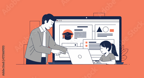 Flat Modern Scenes E-learning Creativity with Character Illustration for Online Education and Digital Learning Platforms