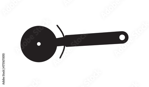 Simple silhouette of a pizza cutter tool on a white background
