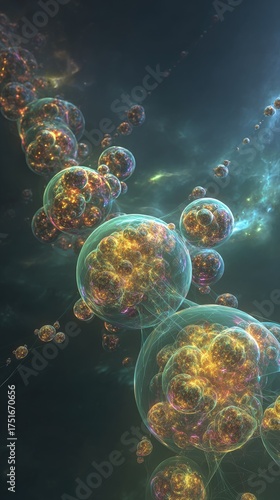 Abstract Glowing Spheres In Space