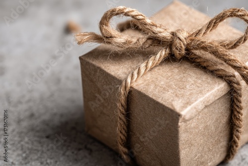 Wrapped Gift Box On Gray Surface