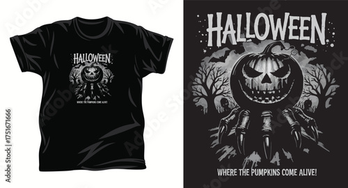 Halloween graphic vector T shirt design print.