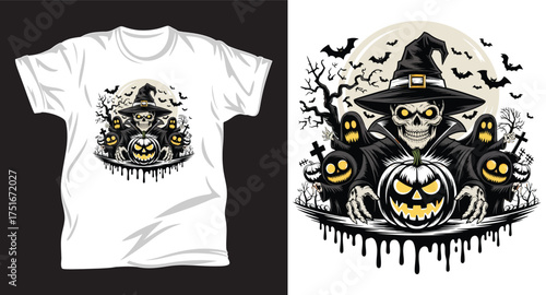 Halloween graphic vector T shirt design print.