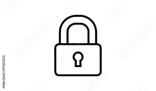Simple outline icon of a padlock representing security and protection