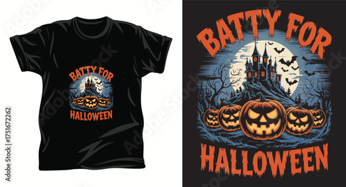 Halloween graphic vector T shirt design print.