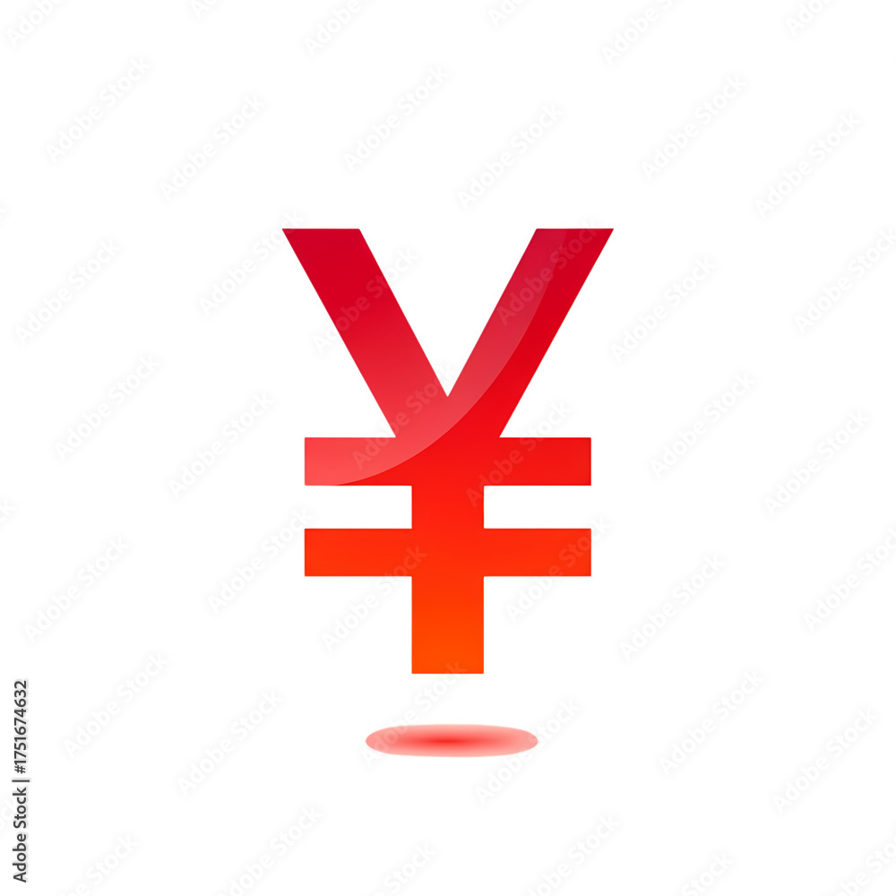 Obraz premium Shiny Red Yen Symbol on Black on transparent background