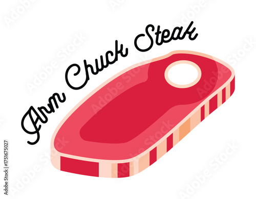 Arm Chuck Steak Cut of Meat Illustration.