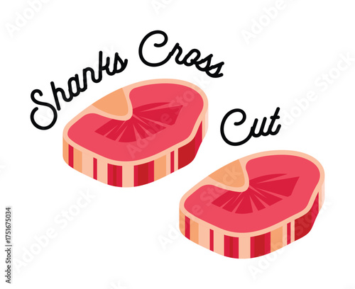 Two Cross Cut Shanks of Beef Isolated on White Background.