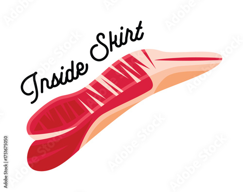 Inside Skirt Meat Cut Illustration.
