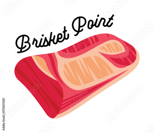 Raw Brisket Point Cut of Beef Meat.