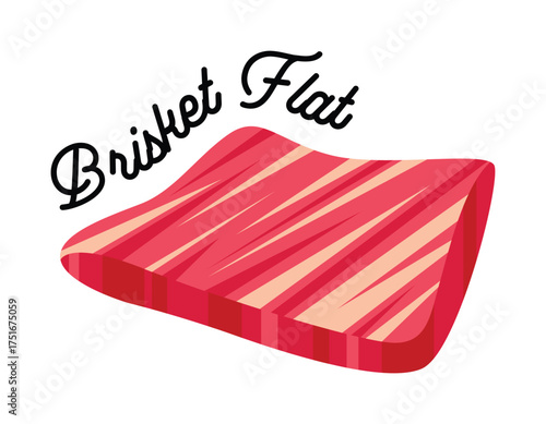 Raw Brisket Flat Cut of Beef Meat.