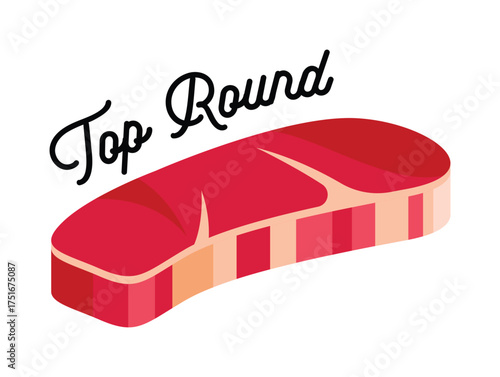 Top Round Steak Cut Illustration.