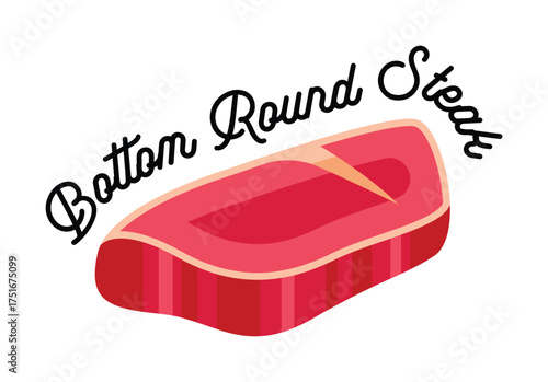Bottom Round Steak Cut Illustration.