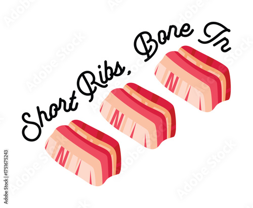 Bone In Short Ribs Illustration.
