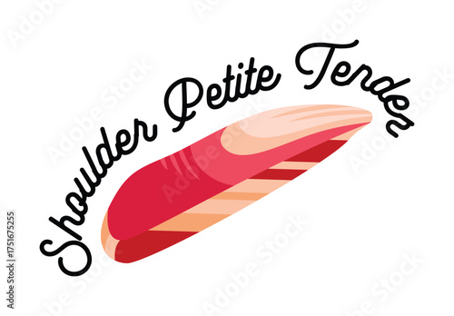 Shoulder Petite Tender Meat Cut Illustration.