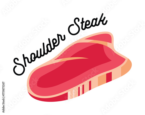 Raw Shoulder Steak Cut Illustration.