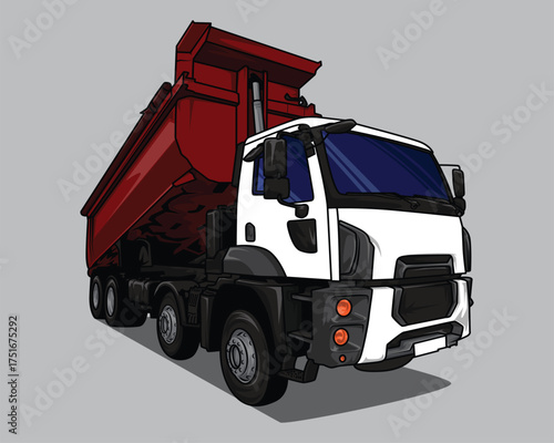 Vector illustration of a dump truck.