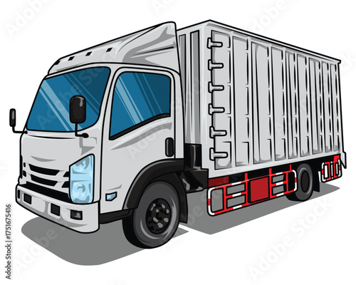 Vector illustration of a closed van truck.