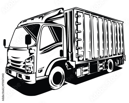 Vector illustration of a closed van truck.