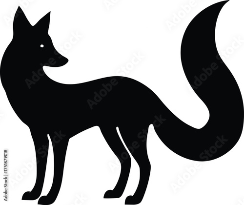 silhouette of a long tail  fox illustration 