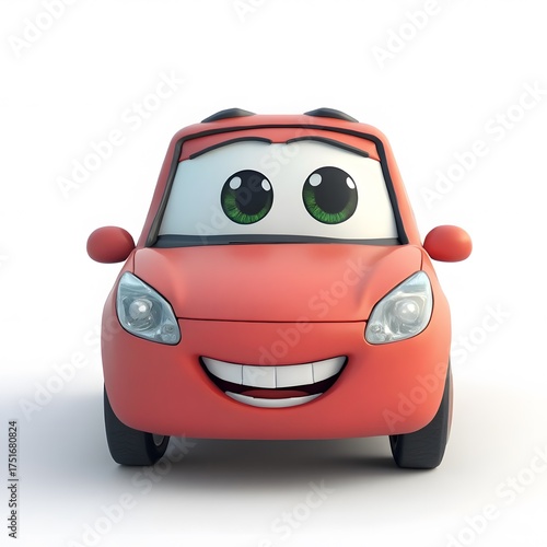 Charming Red Cartoon Car Character Design Fun for Kids